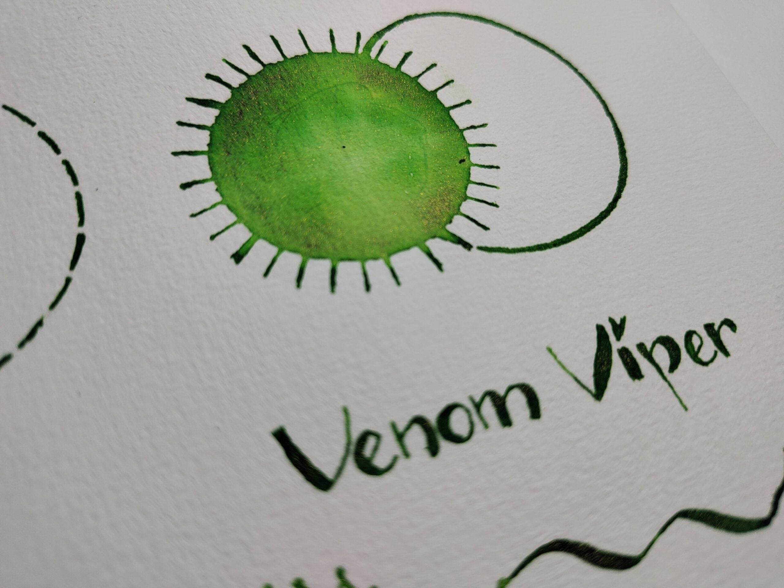 Venom Viper Bright Green Shimmering Bottled Fountain Pen Ink by Shanghai Stationary Netherlands