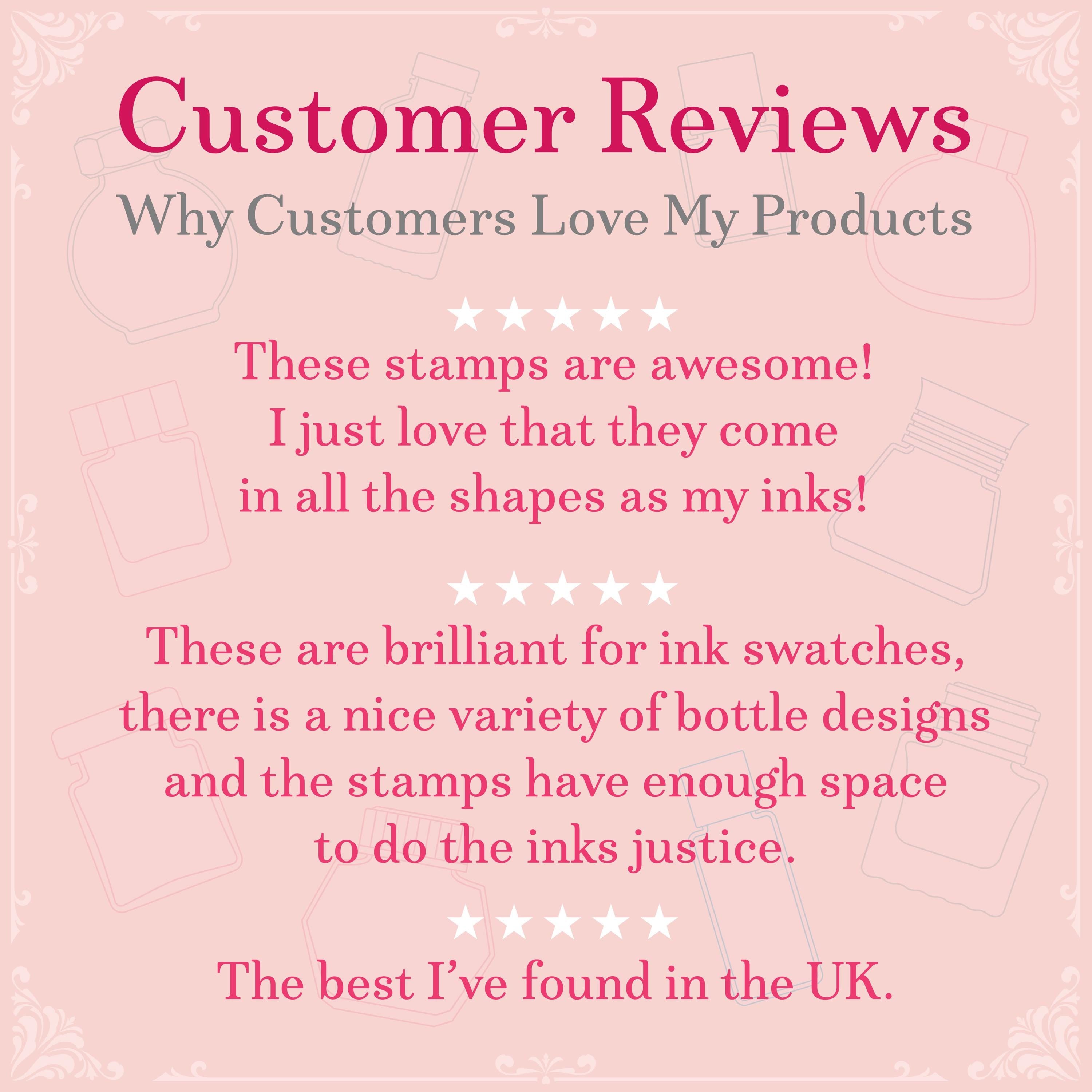 Clear Ink Bottle Stamps for fountain pen ink swatching and journaling - Stamp Set B