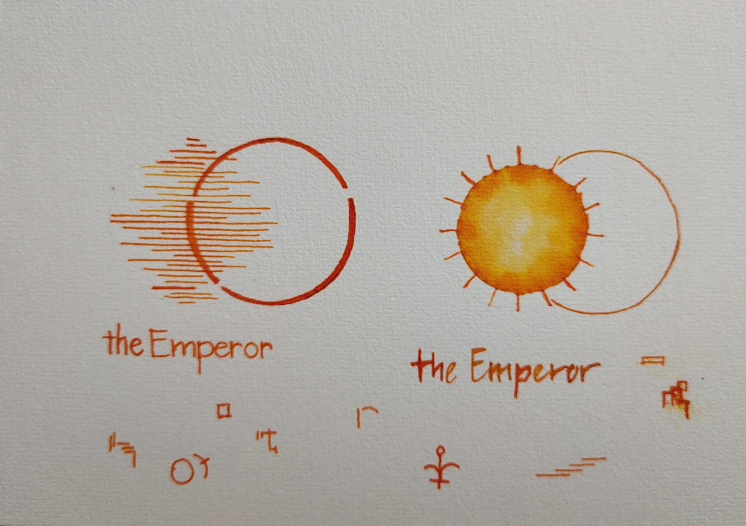 Premium quality bottled fountain pen inks by Shanghai Stationary, The Emperor is an orange ink.