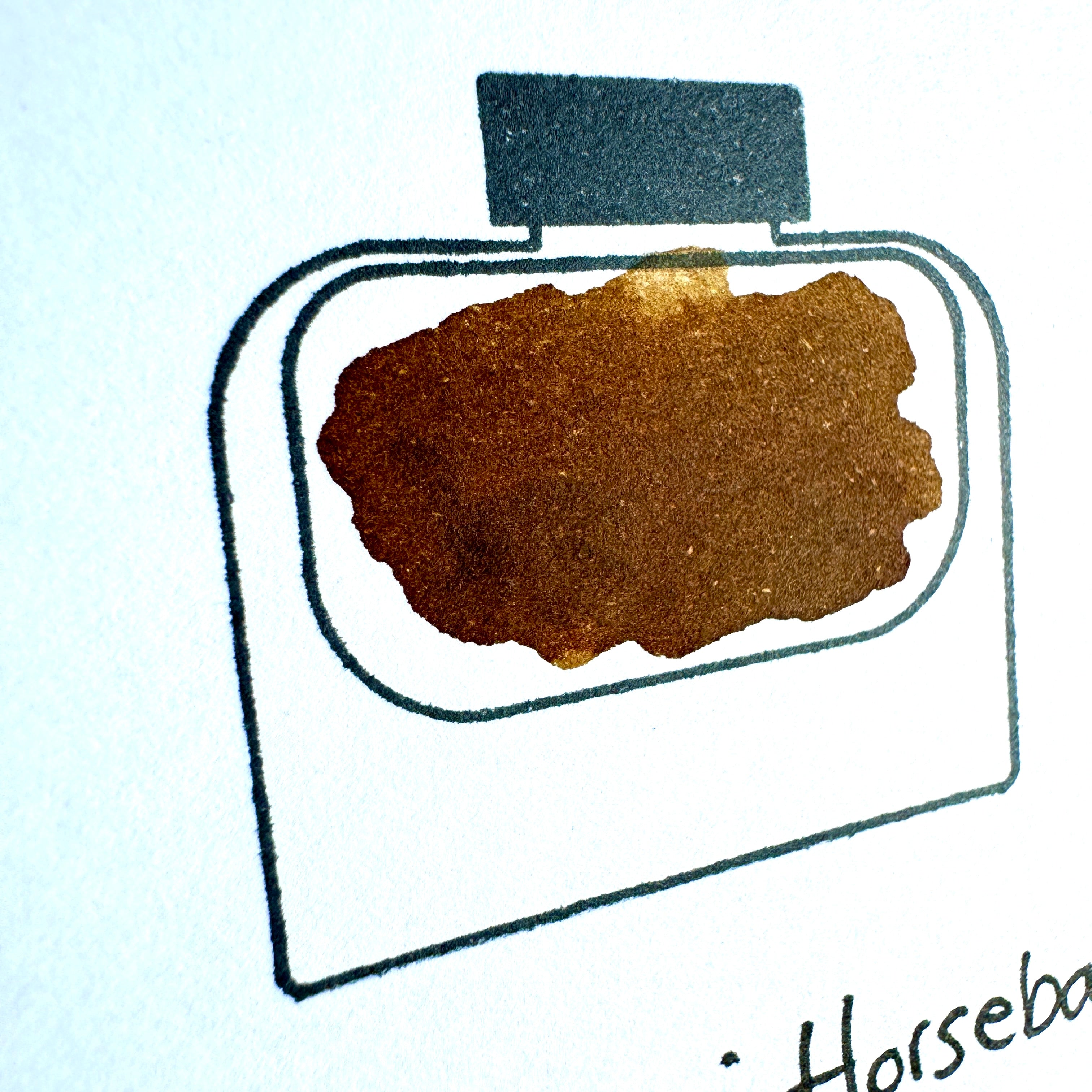 Premium quality bottled fountain pen inks by Shanghai Stationary, Freedom on Horseback is a dark cognac brown ink celebrating the 2026 lunar year of the horse.