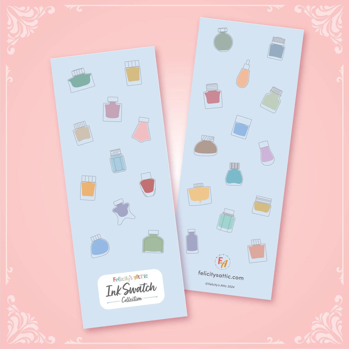 Ink Colour Swatch Book - 50 Fountain Pen Ink Friendly Cards with Metal Book Ring My Store
