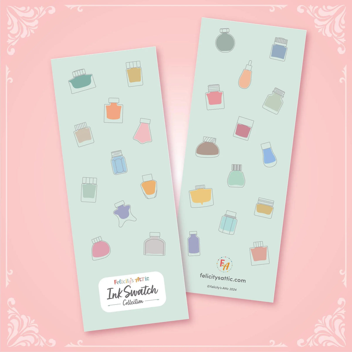 Ink Colour Swatch Book - 50 Fountain Pen Ink Friendly Cards with Metal Book Ring My Store