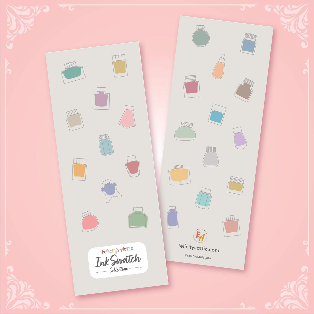 Ink Colour Swatch Book - 50 Fountain Pen Ink Friendly Cards with Metal Book Ring My Store