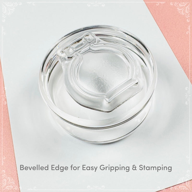 Small Clear Round Acrylic Stamp Block Holder with Bevelled Edges (35mm)