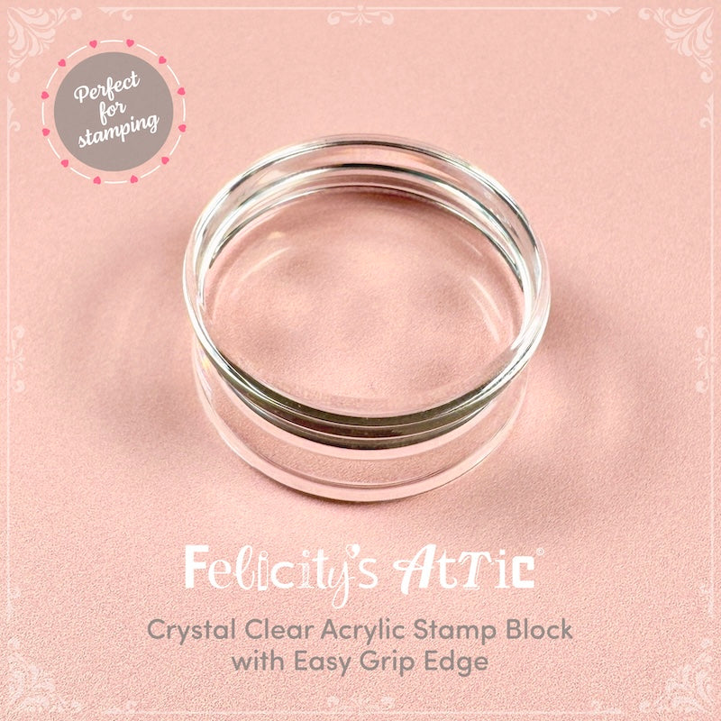 Small Clear Round Acrylic Stamp Block Holder with Bevelled Edges (35mm)