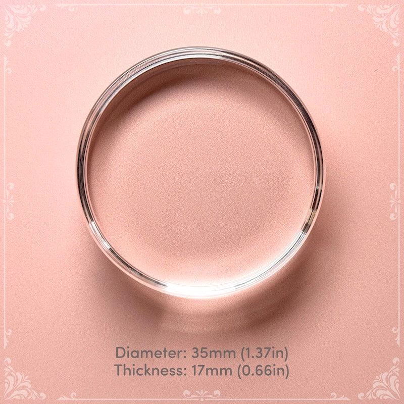 Small Clear Round Acrylic Stamp Block Holder with Bevelled Edges (35mm)