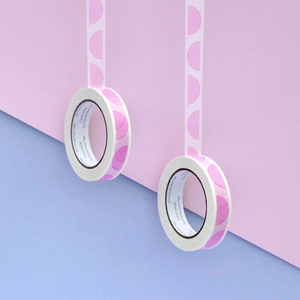 Bespoke eco friendly coloured paper tape for packaging, crafting, journaling - pink rainbow design