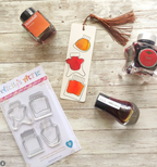 Clear ink stamp set W features 4 ink bottle shaped stamps based on the fountain pen ink brand Kitty Ink Pot. Clear Ink Bottle Shaped Stamps for fountain pen ink swatching & creative journaling.