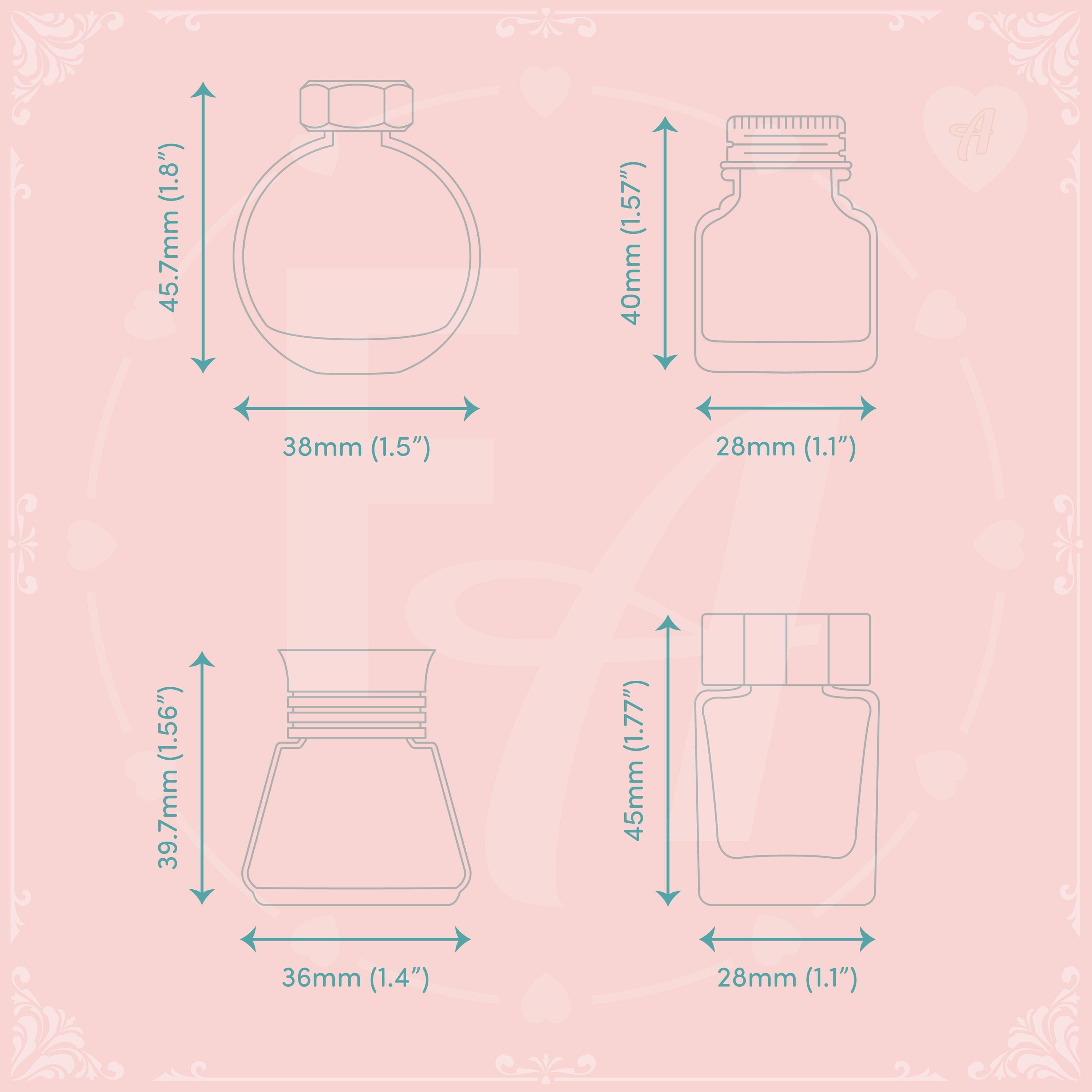 Clear Ink Bottle Stamps for fountain pen ink swatching and journaling - Stamp Set A