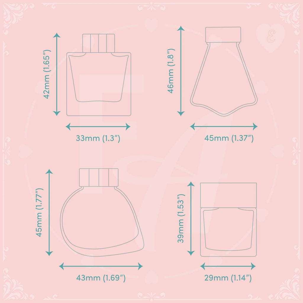 Clear Ink Bottle Stamps for fountain pen ink swatching and journaling - Stamp Set E