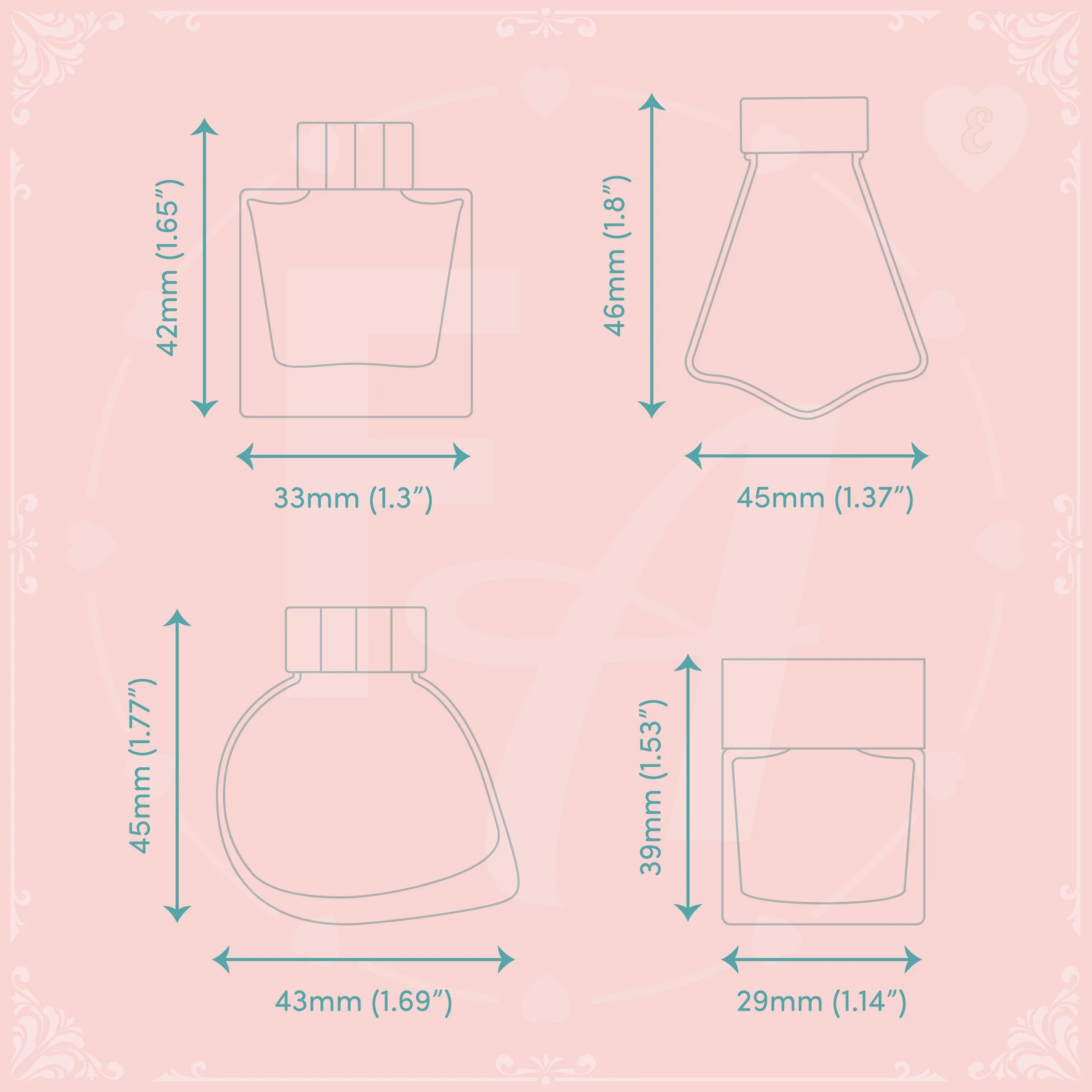 Clear Ink Bottle Stamps for fountain pen ink swatching and journaling - Stamp Set E