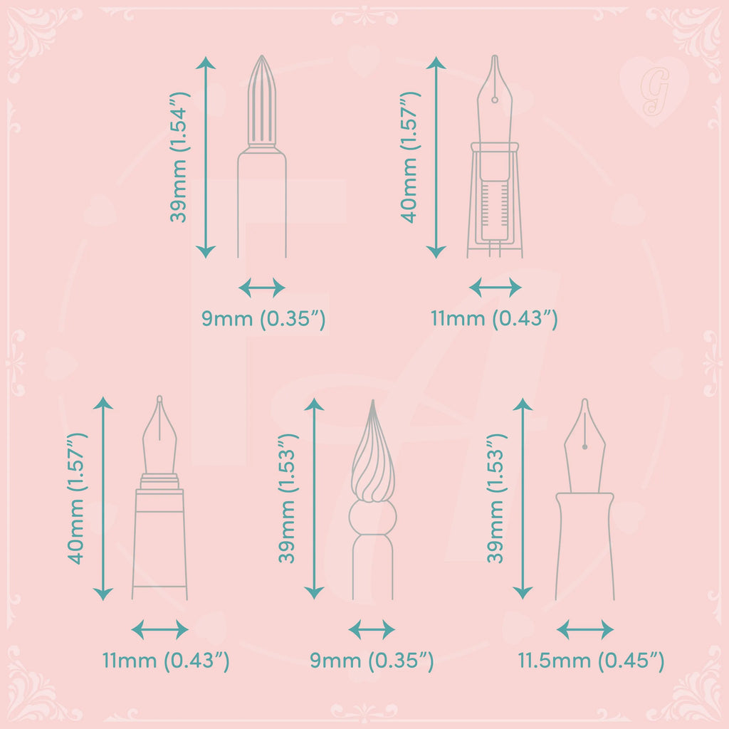 Clear Ink Bottle Stamps for fountain pen ink swatching and journaling - Stamp Set G