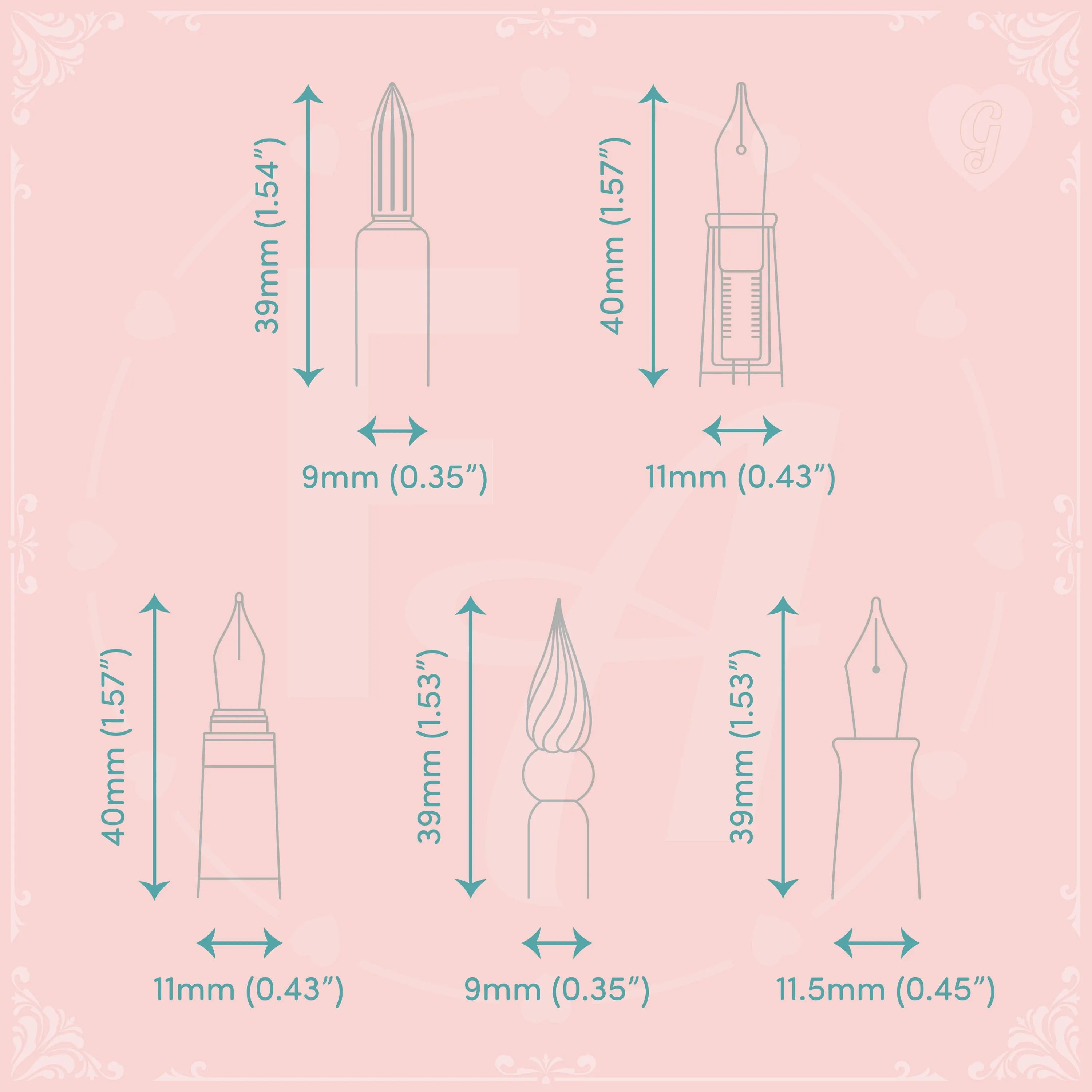 Clear Ink Bottle Stamps for fountain pen ink swatching and journaling - Stamp Set G