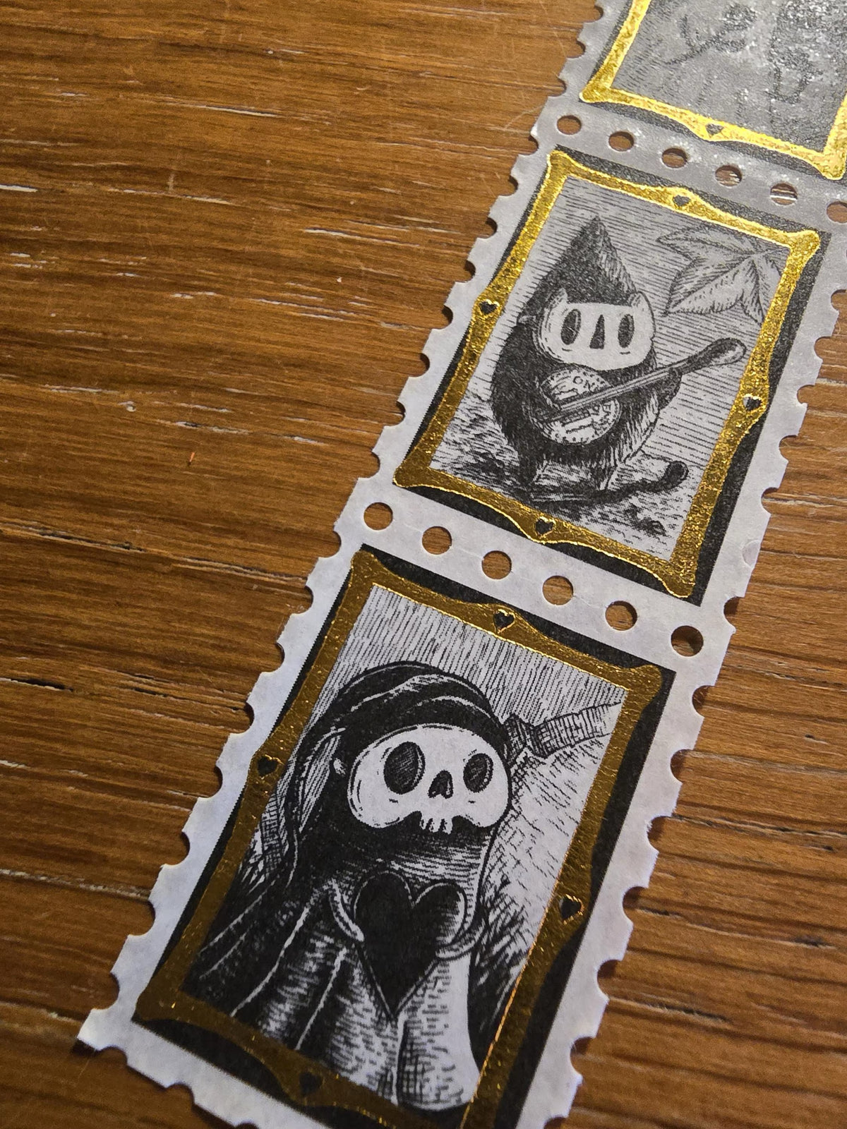 Spooky Suitors - Gold Foiled Stamps Art Washi Tape by Jon Turner