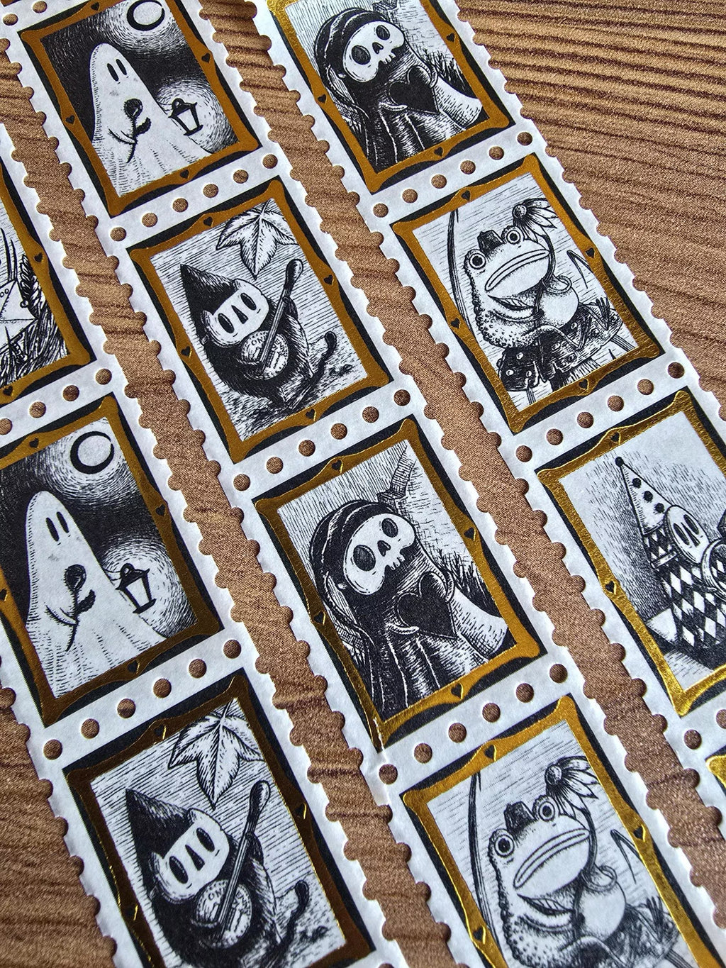 Spooky Suitors - Gold Foiled Stamps Art Washi Tape by Jon Turner