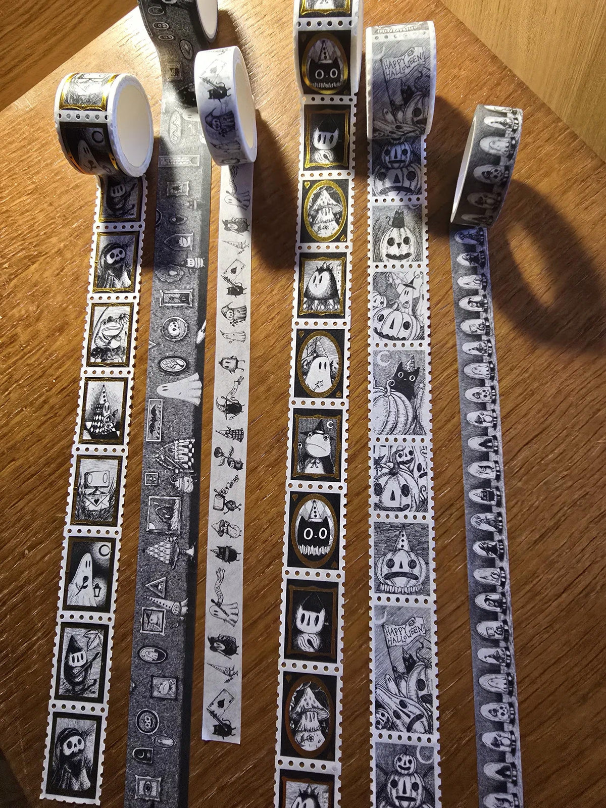 Spooky Suitors - Gold Foiled Stamps Art Washi Tape by Jon Turner