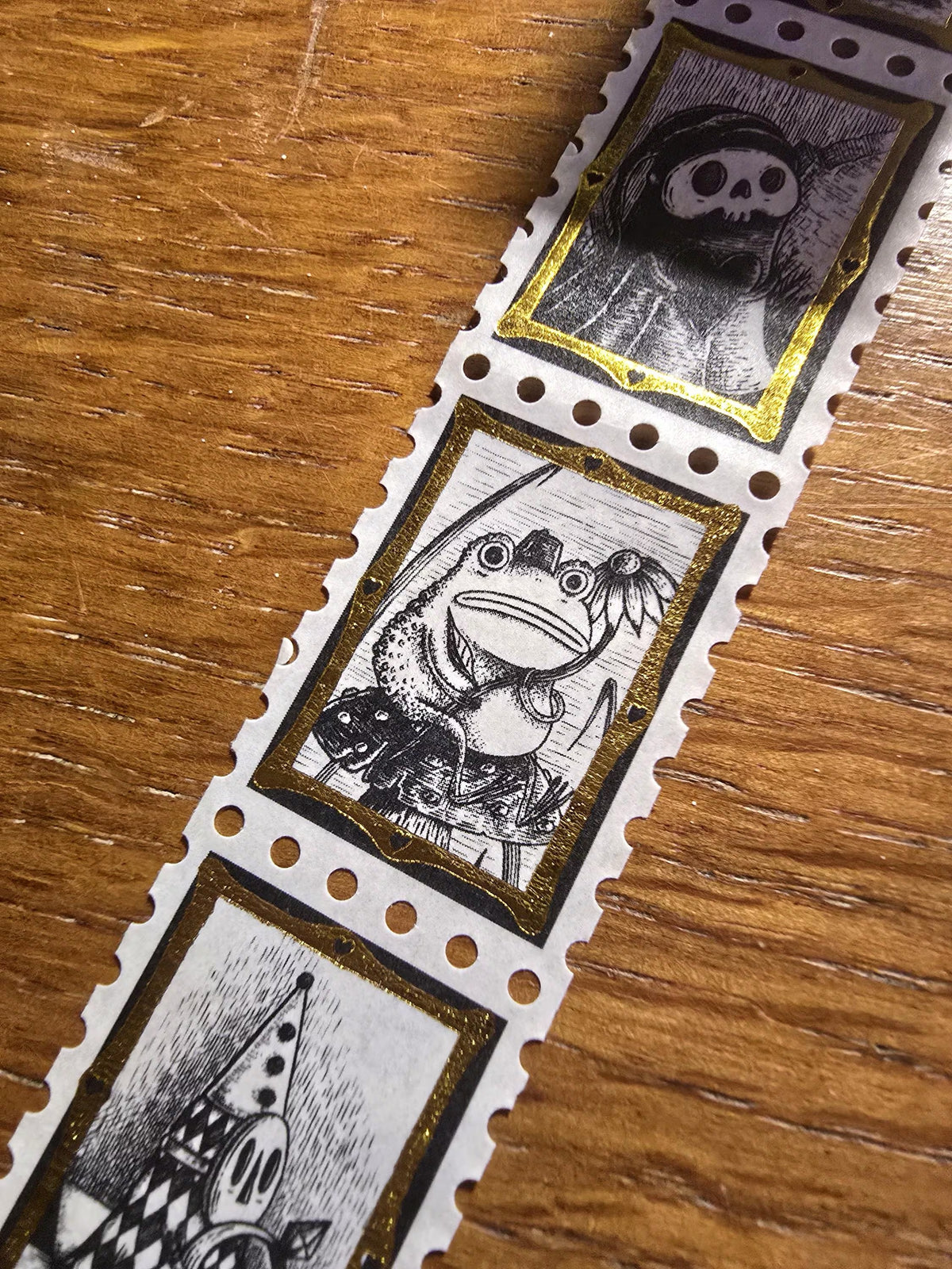 Spooky Suitors - Gold Foiled Stamps Art Washi Tape by Jon Turner