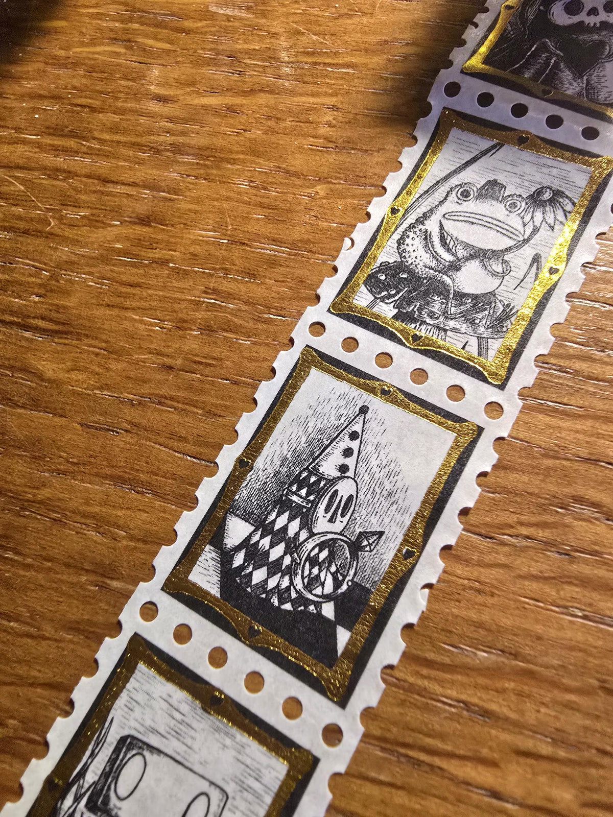 Spooky Suitors - Gold Foiled Stamps Art Washi Tape by Jon Turner