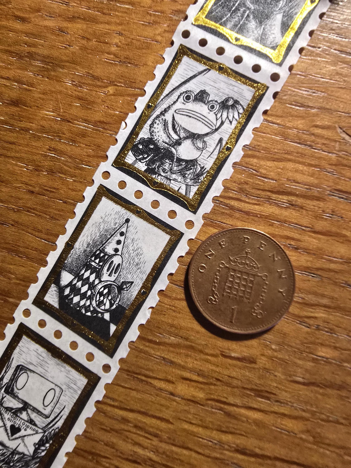 Spooky Suitors - Gold Foiled Stamps Art Washi Tape by Jon Turner