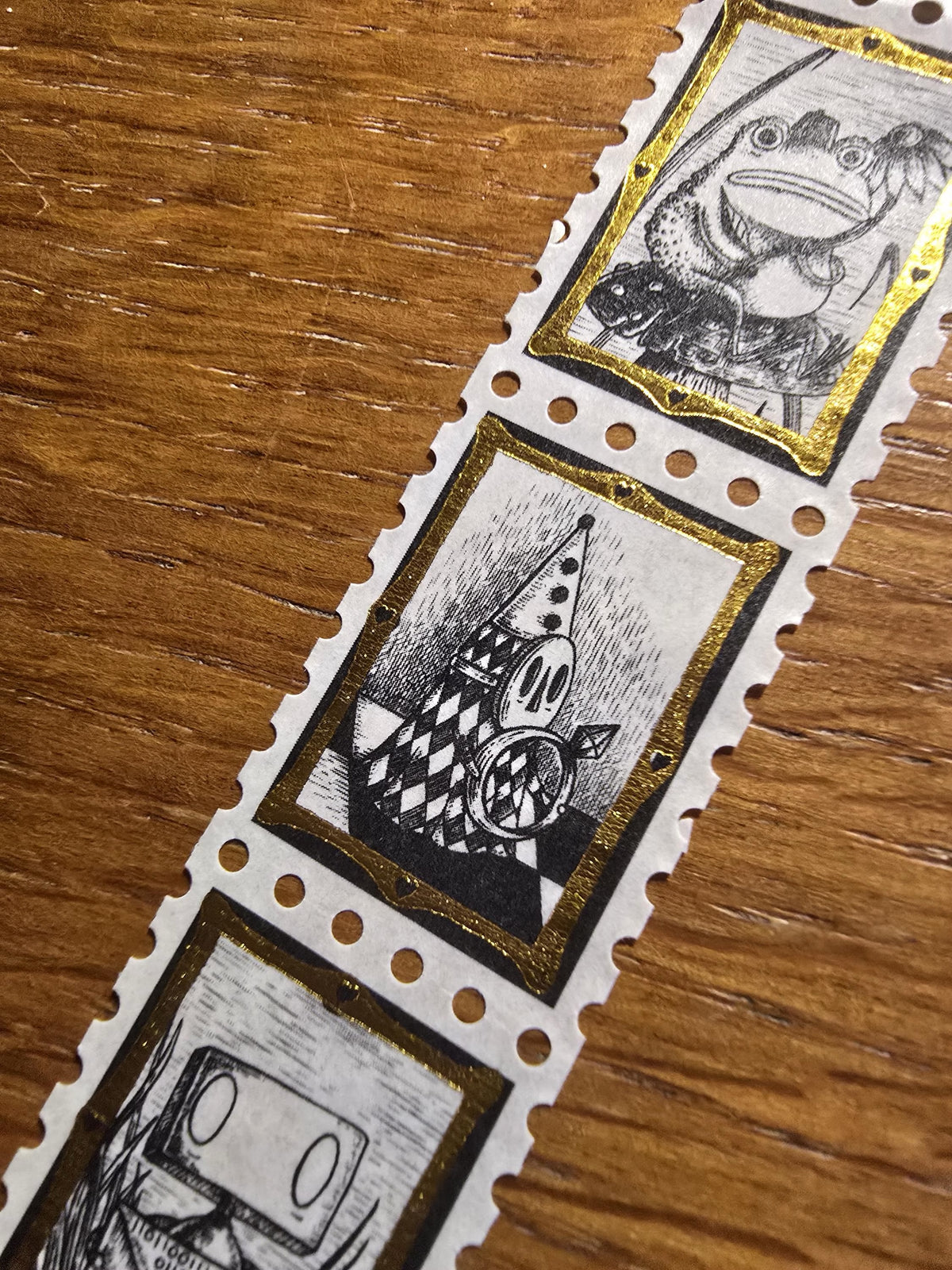 Spooky Suitors - Gold Foiled Stamps Art Washi Tape by Jon Turner