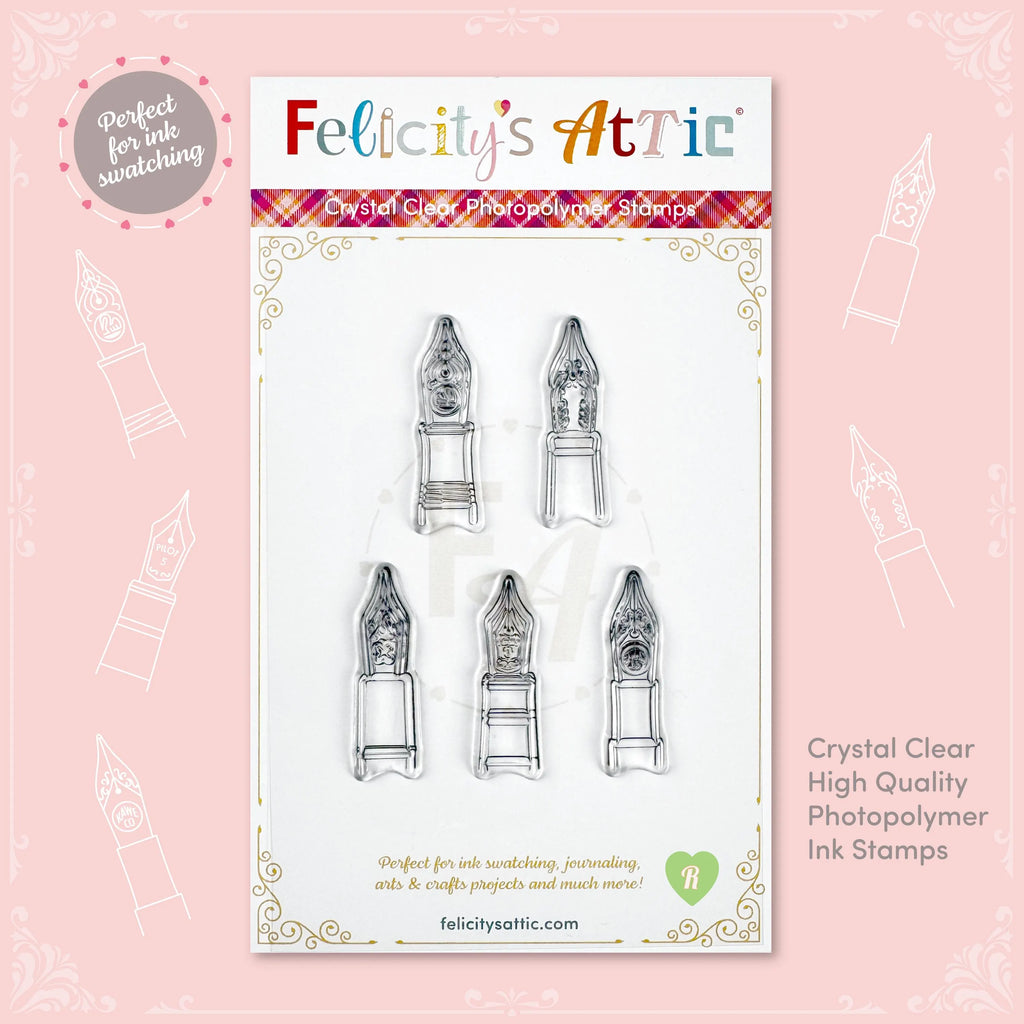 Clear Ink Bottle Stamps for fountain pen ink swatching and journaling - Stamp Set R