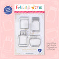 High quality, crystal clear ink bottle shaped stamps for ink swatching and journaling by Felicity's Attic - stamp set T