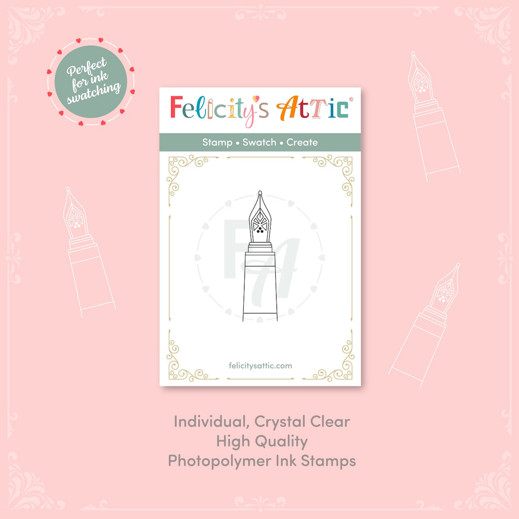 Ink journal stamp, fountain pen ink swatching stamps, clear pen nib stamps for ink swatch books