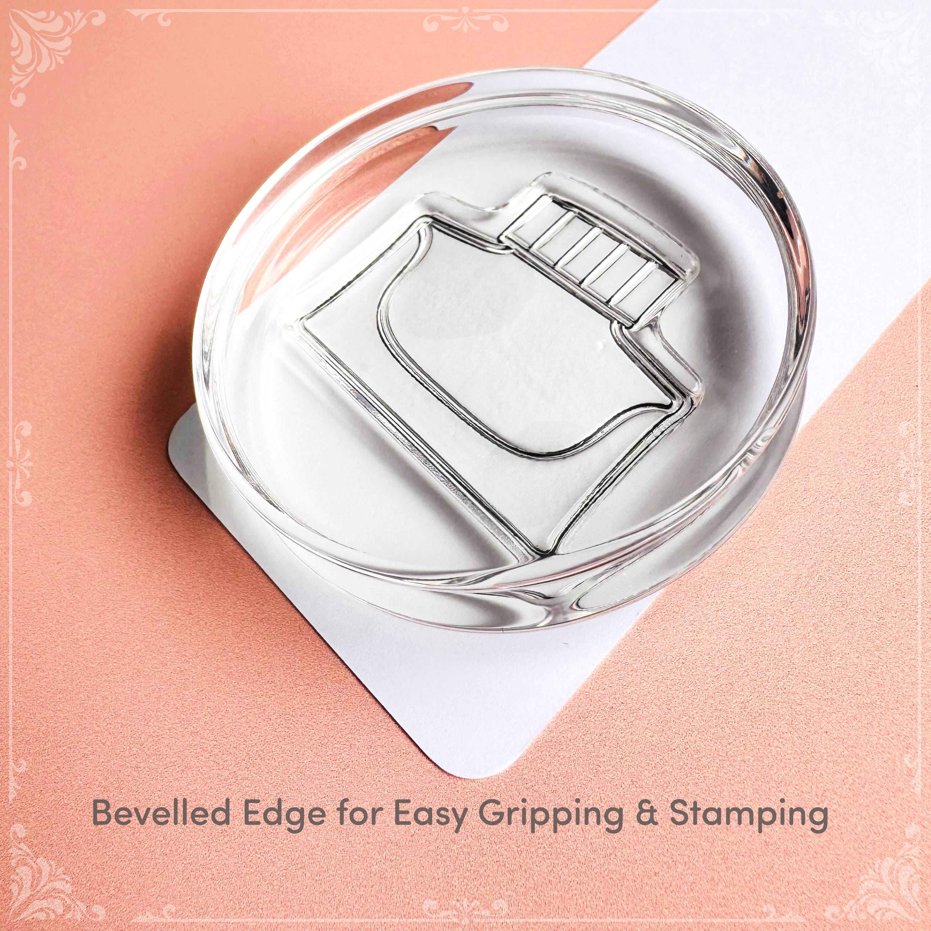 Round Acrylic Stamp Block - Crystal Clear Craft Stamp Holder With Smooth Transparent finish And Bevelled Edge