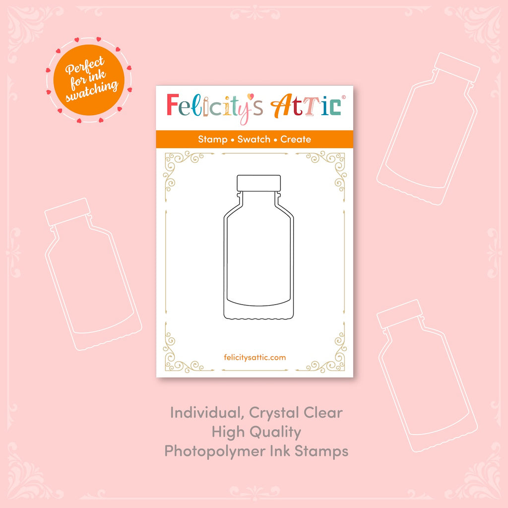 Individual Clear Ink Bottle Stamps - high quality photopolymer stamps for ink swatching
