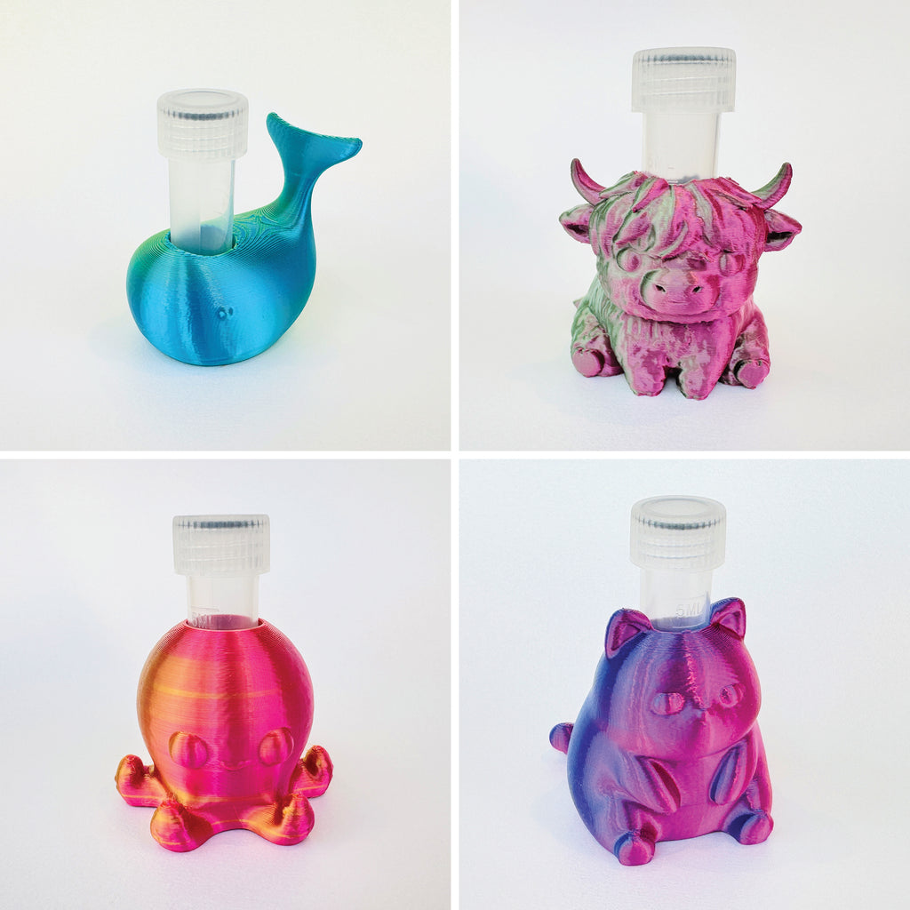 Cute 3d printed novelty character ink vial holders for ink swatching