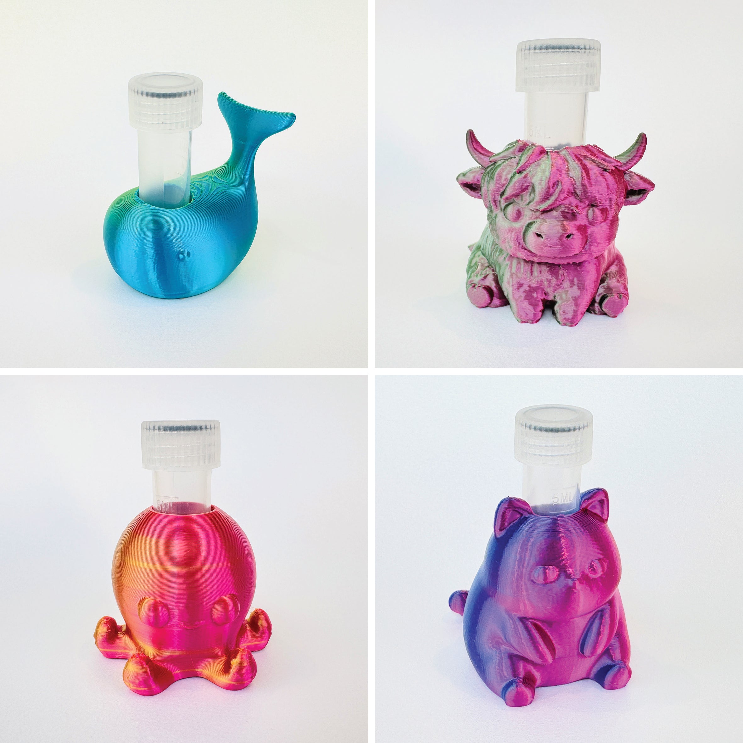 Cute 3d printed novelty character ink vial holders for ink swatching