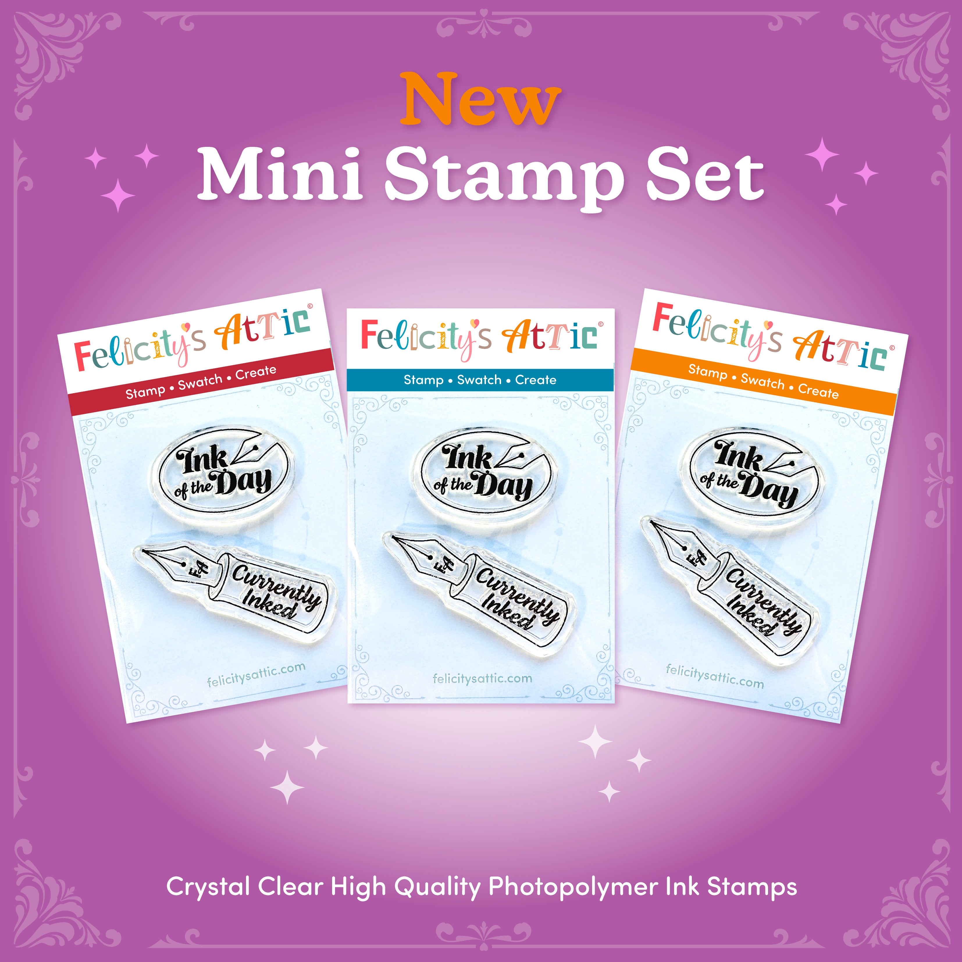 enhance your ink swatching and journaling pages with these ink of the day and currently inked clear mini ink stamps