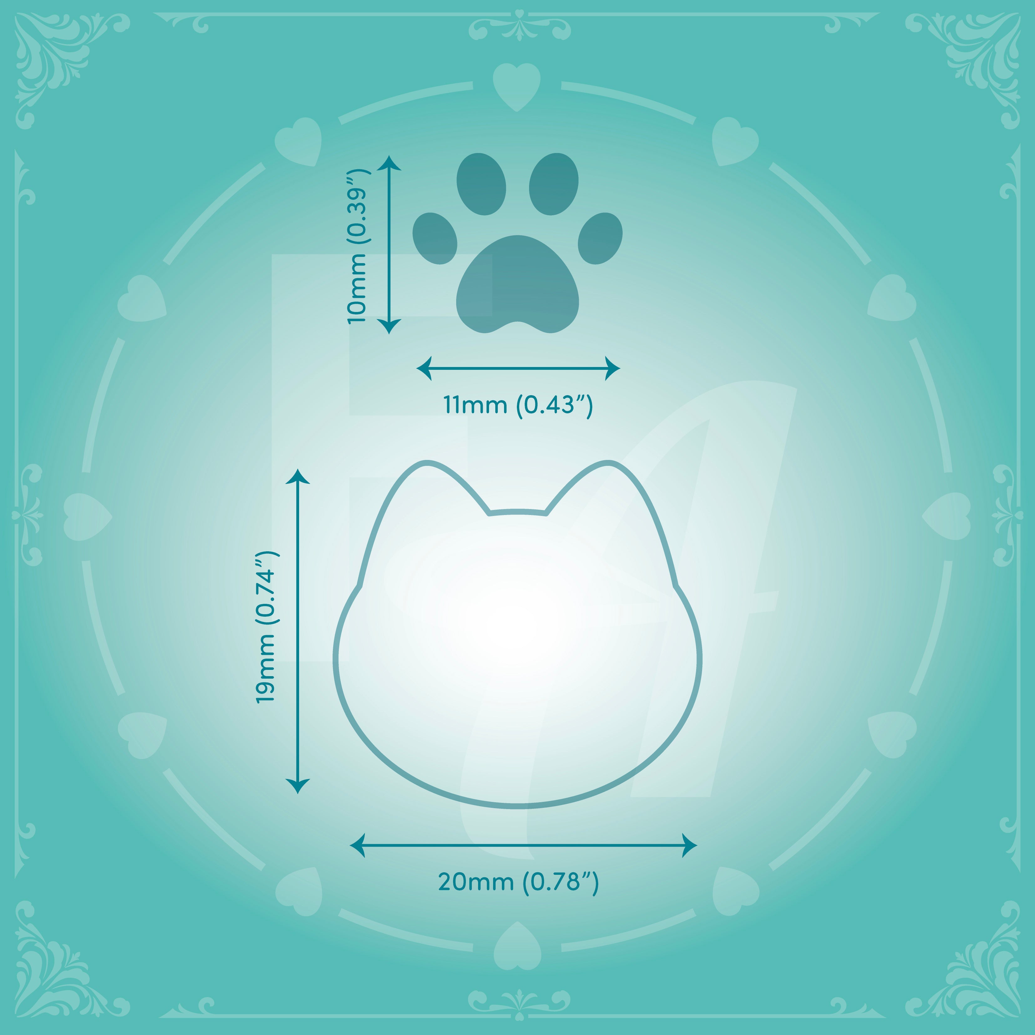 mini clear ink stamps featuring cute kitty cat head and paw print