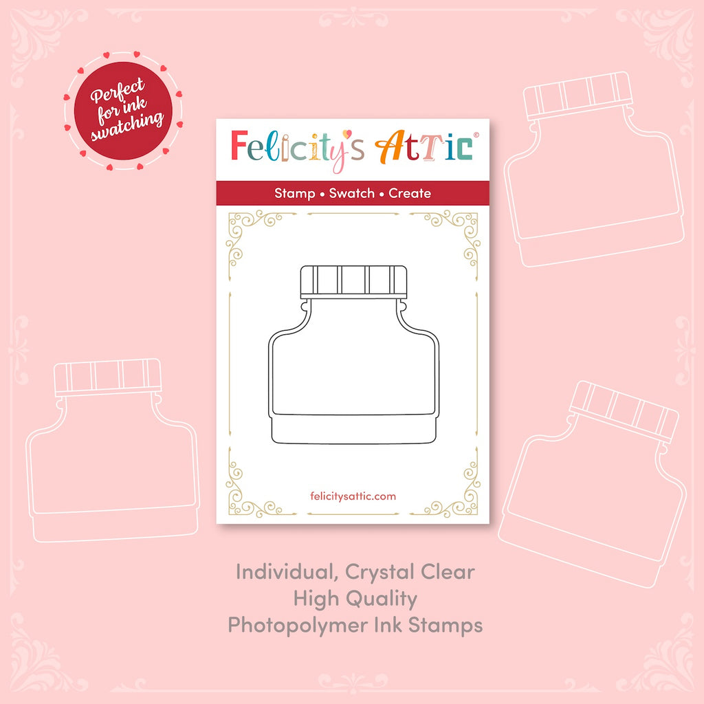Individual Clear Ink Bottle Stamps - high quality photopolymer stamps for ink swatching