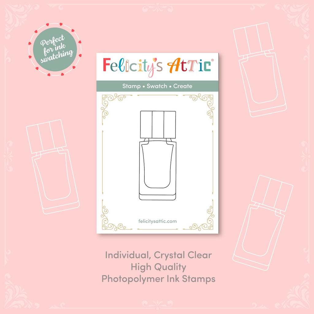 Individual Clear Ink Bottle Stamps - high quality photopolymer stamps for ink swatching
