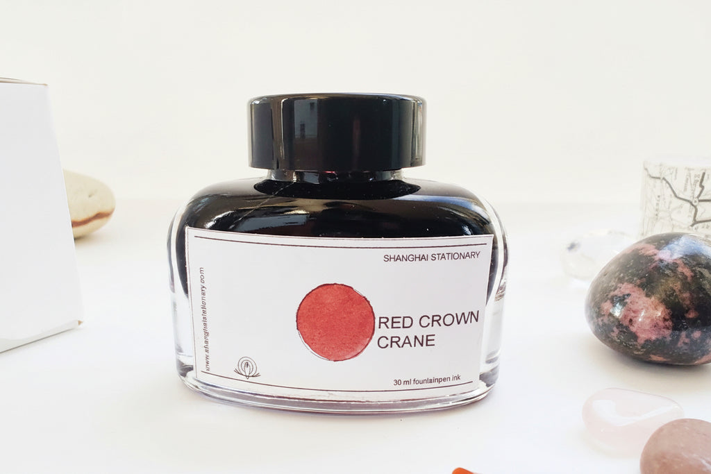Shanghai Stationary Fountain Pen Ink - Red Crown Crane - 30ml Bottle
