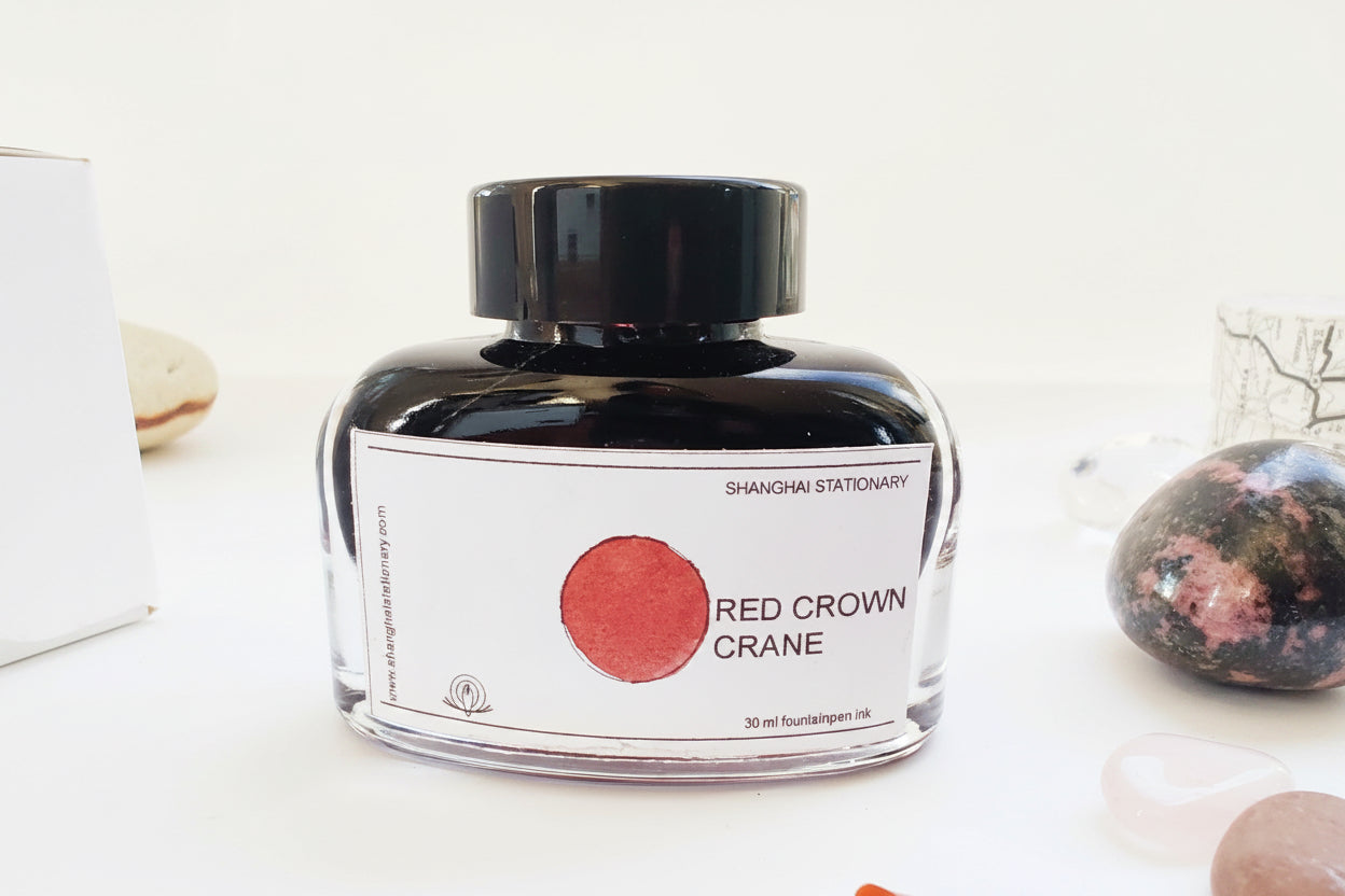 Shanghai Stationary Fountain Pen Ink - Red Crown Crane - 30ml Bottle