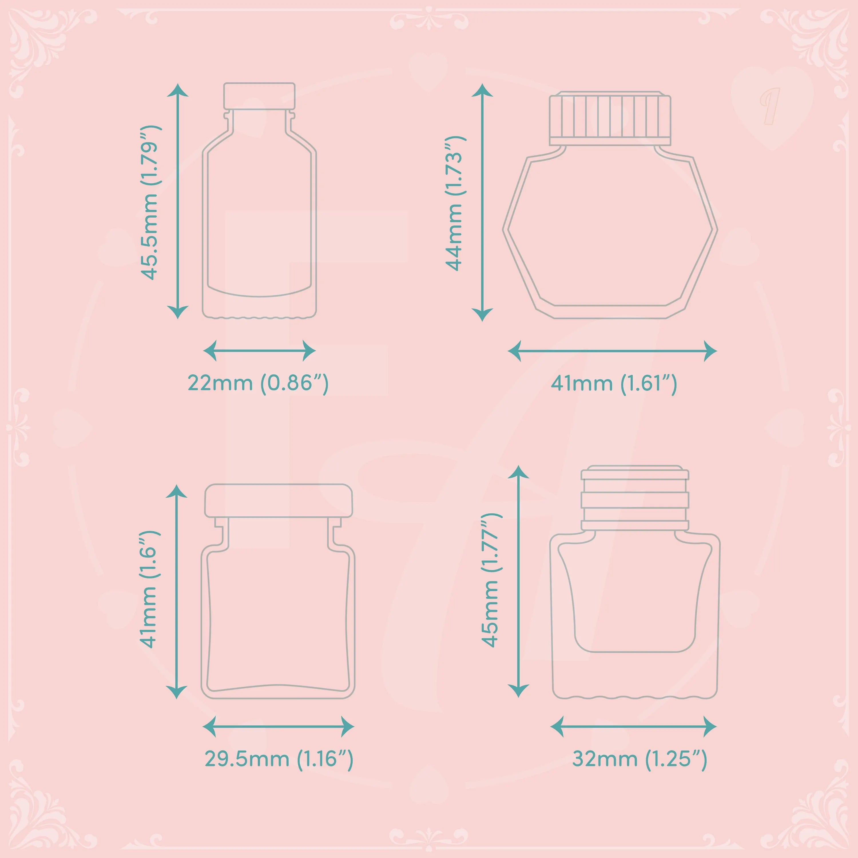 Clear Ink Bottle Stamps for fountain pen ink swatching and journaling - Stamp Set I