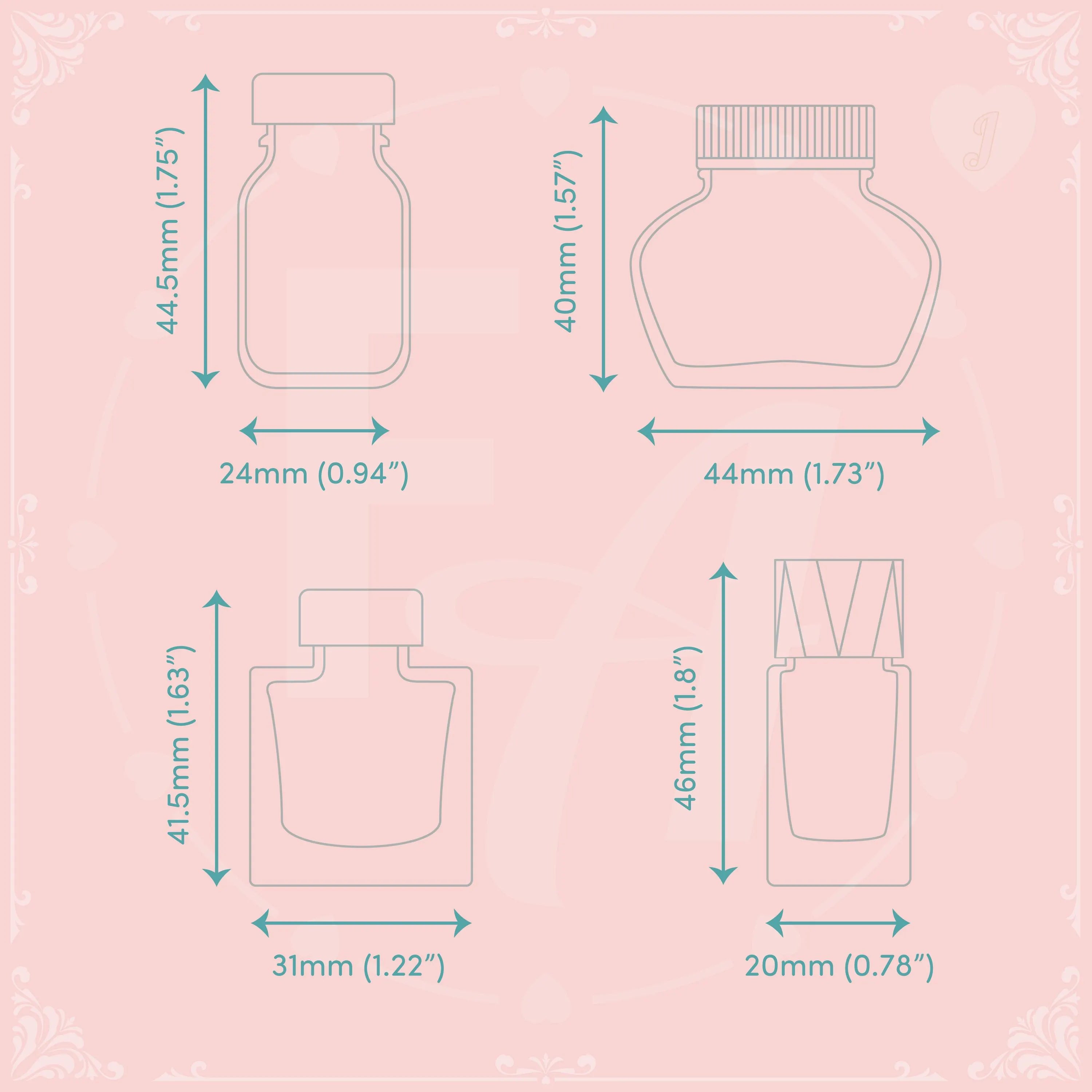 Clear Ink Bottle Stamps for fountain pen ink swatching and journaling - Stamp Set J