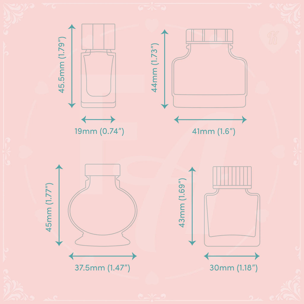 Clear Ink Bottle Stamps for fountain pen ink swatching and journaling - Stamp Set K