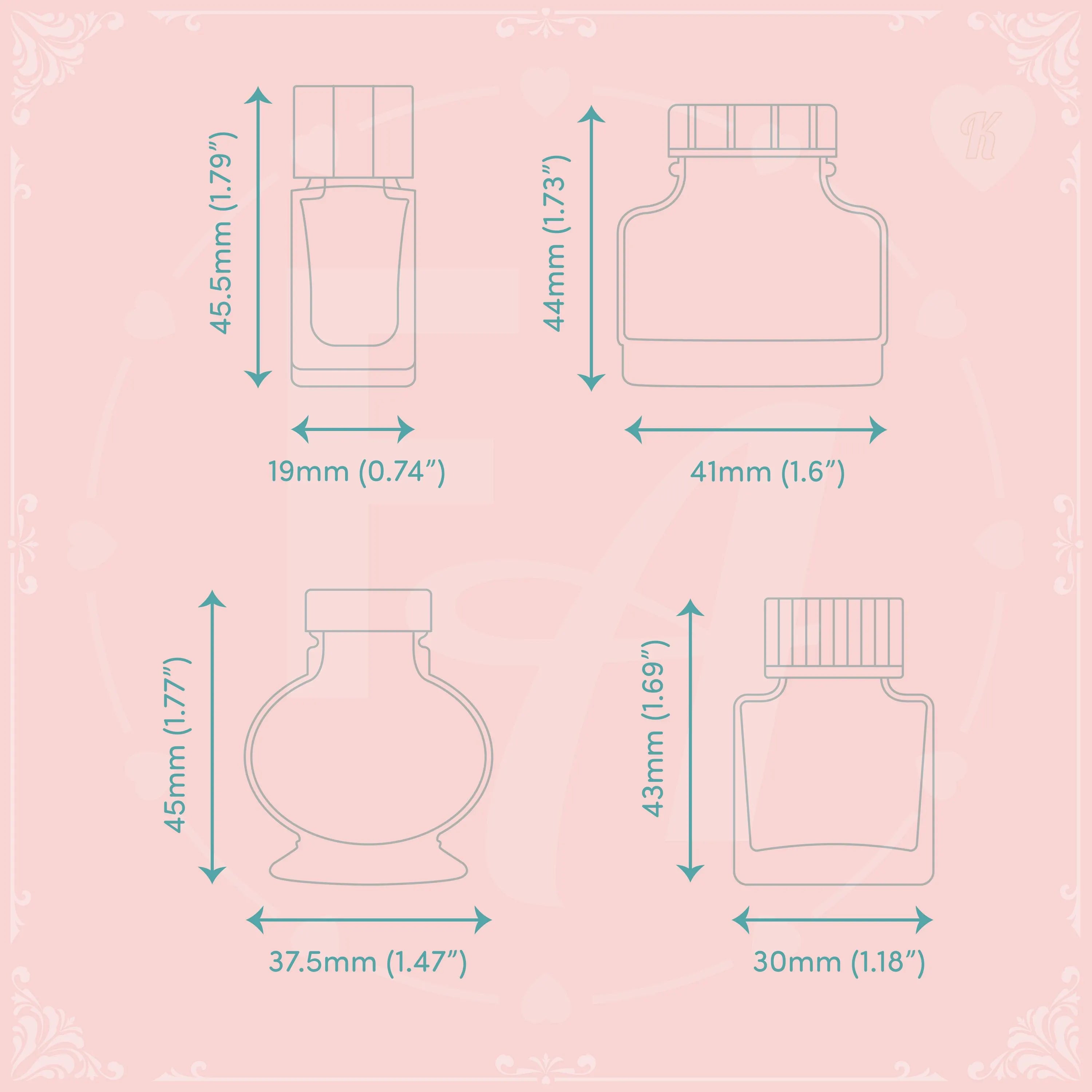 Clear Ink Bottle Stamps for fountain pen ink swatching and journaling - Stamp Set K