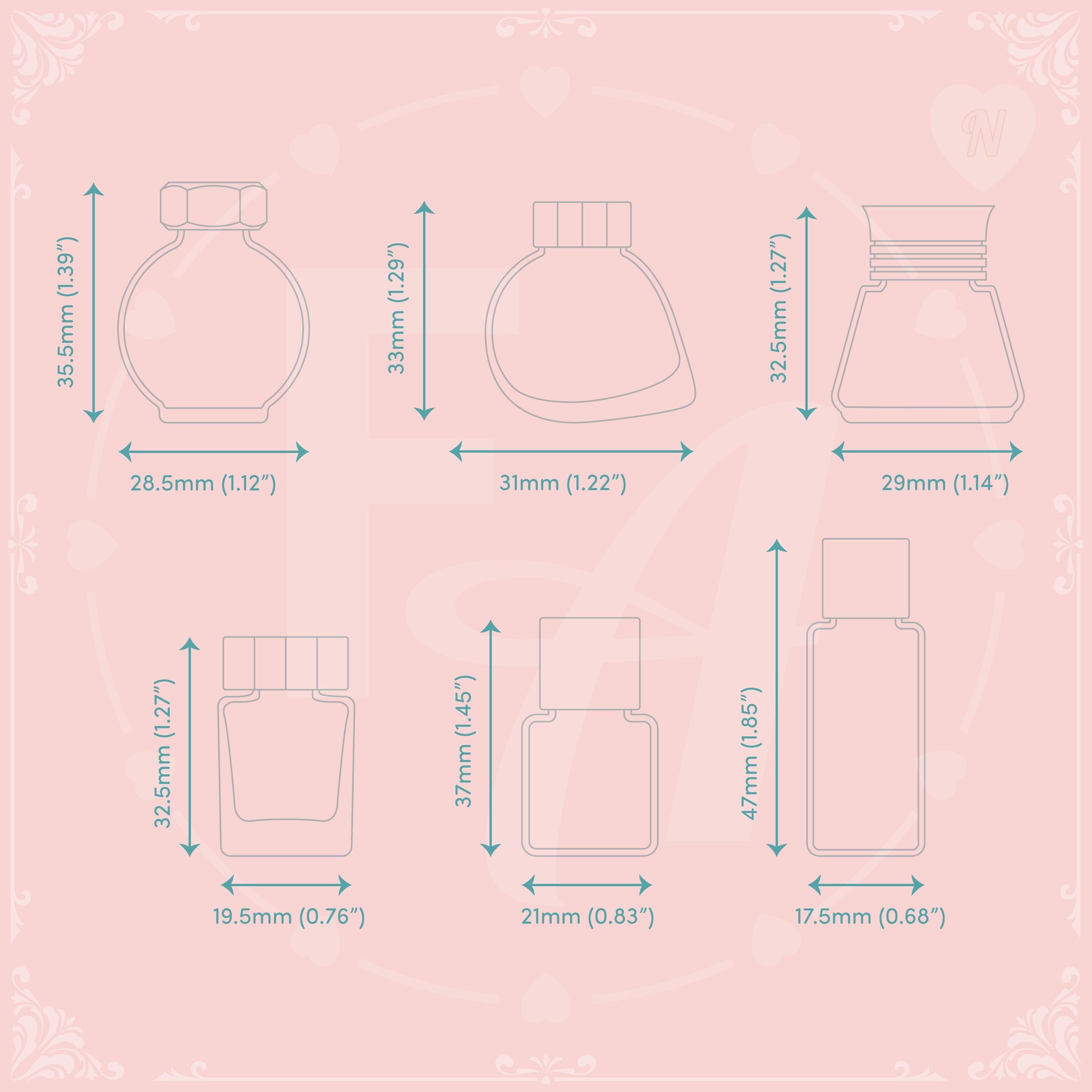 Clear Ink Bottle Stamps for fountain pen ink swatching and journaling - Stamp Set N