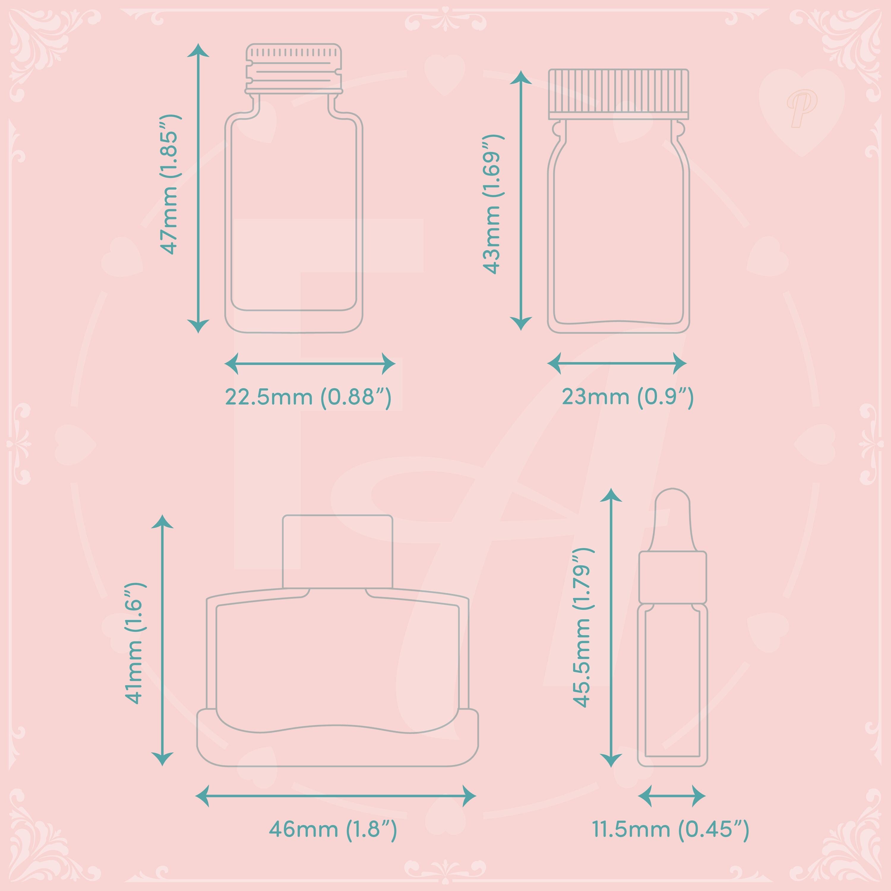 Clear Ink Bottle Stamps for fountain pen ink swatching and journaling - Stamp Set P