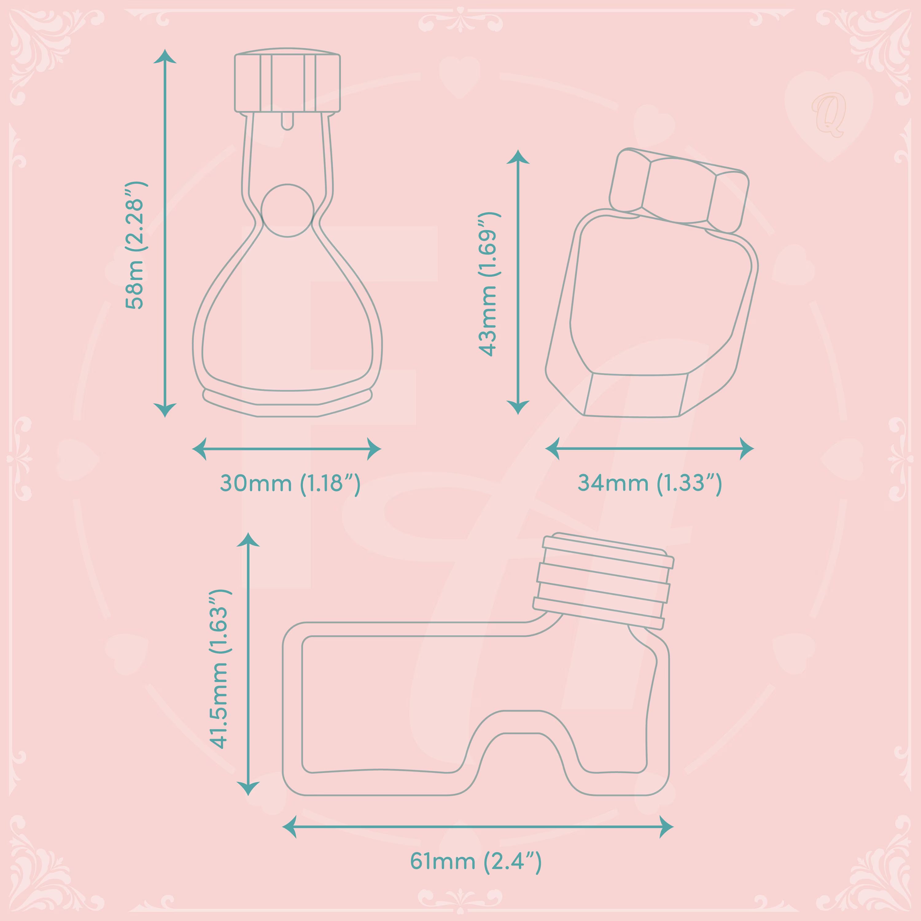 Clear Ink Bottle Stamps for fountain pen ink swatching and journaling - Stamp Set Q