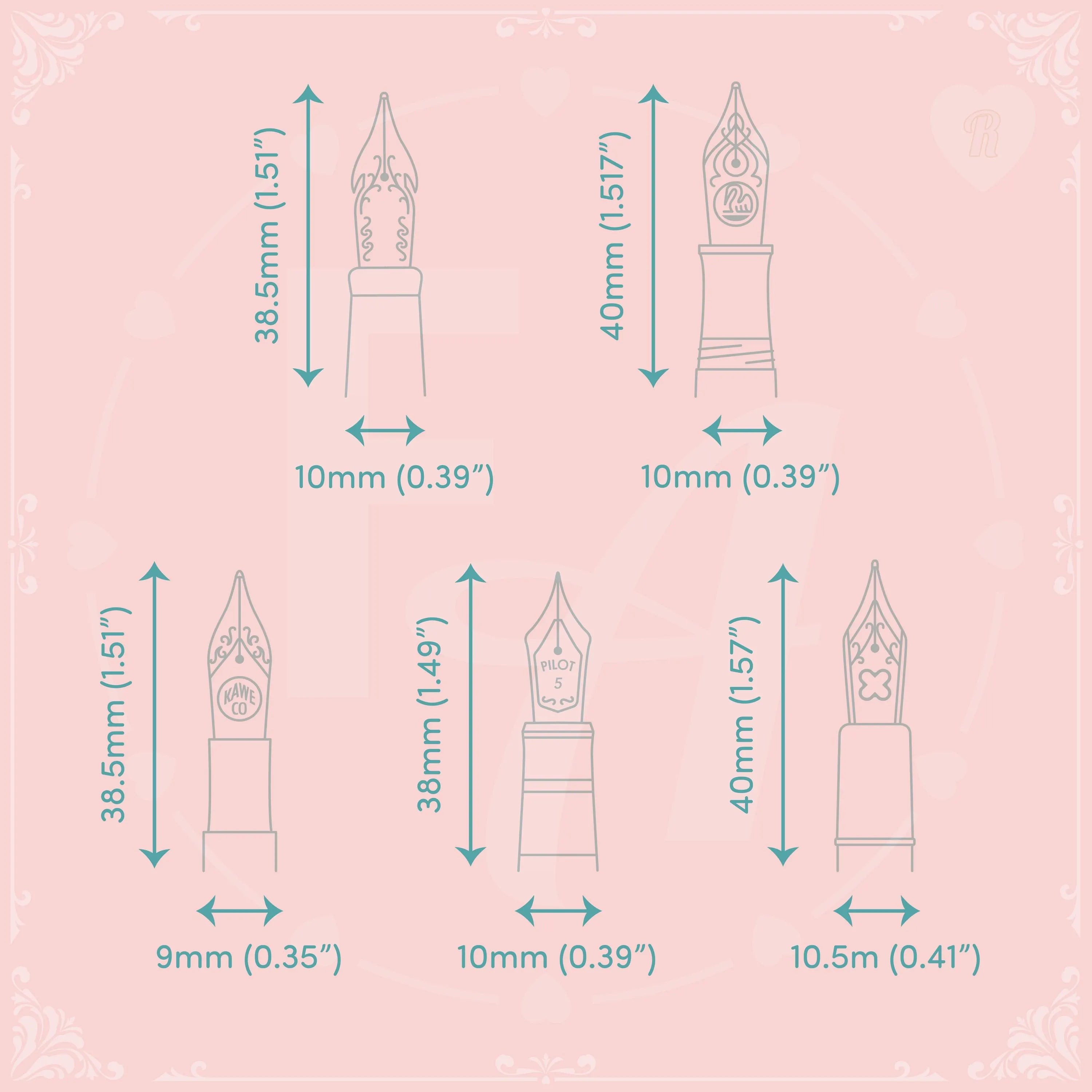 Clear Ink Bottle Stamps for fountain pen ink swatching and journaling - Stamp Set R