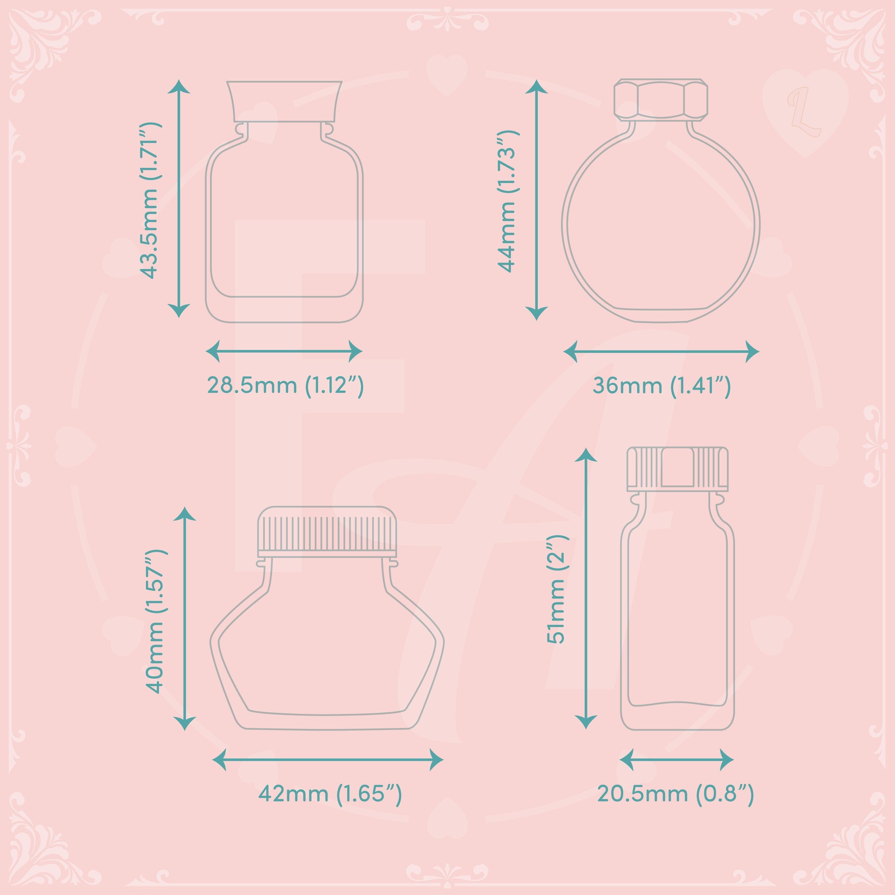 Clear Ink Bottle Stamps for fountain pen ink swatching and journaling - Stamp Set L