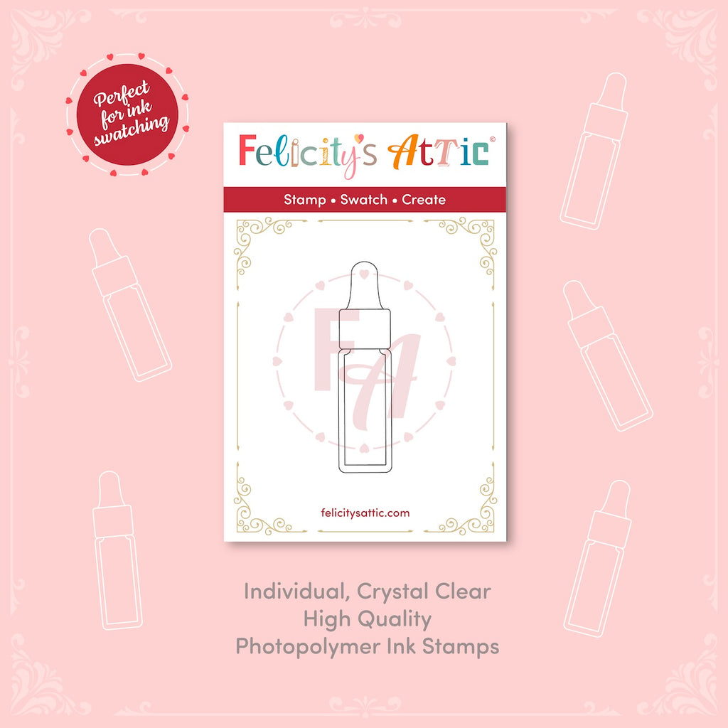 Individual Clear Ink Bottle Stamps - high quality photopolymer stamps for ink swatching
