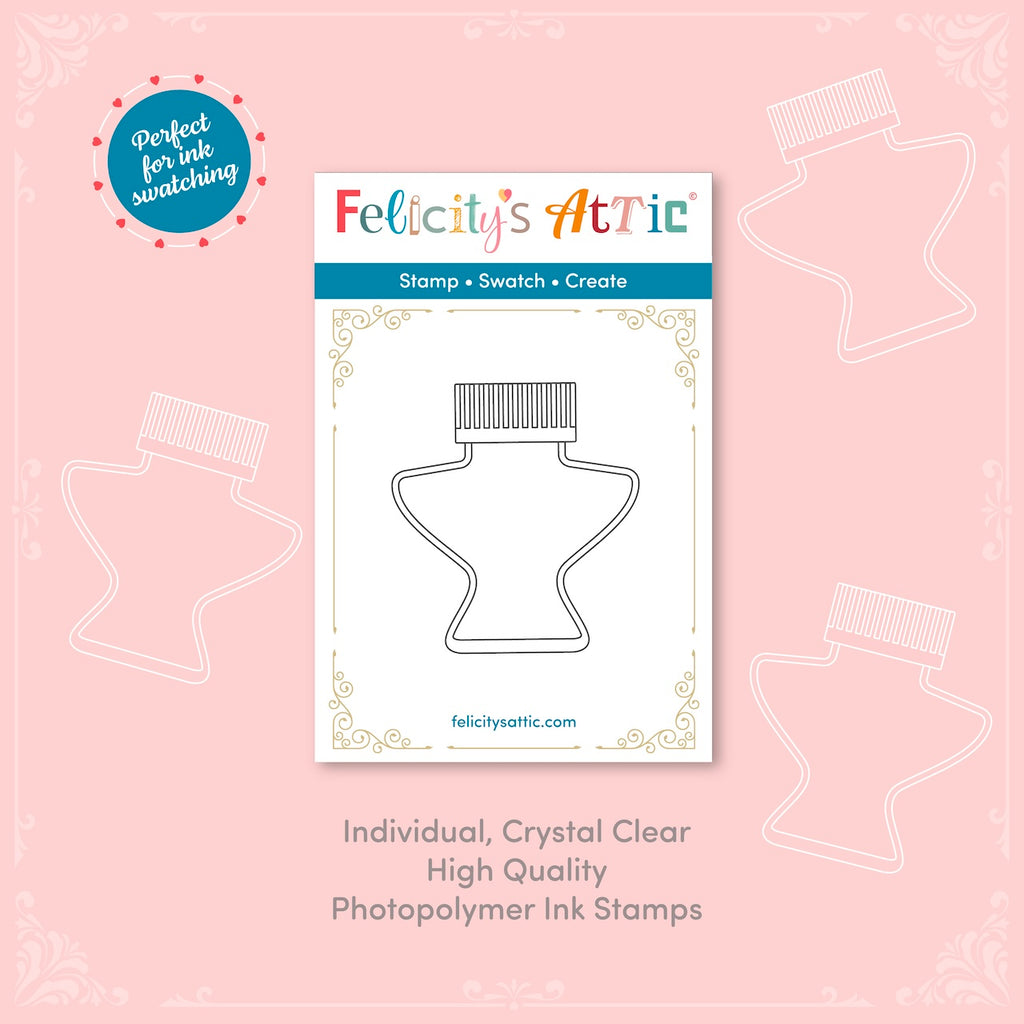 Individual Clear Ink Bottle Stamps - high quality photopolymer stamps for ink swatching